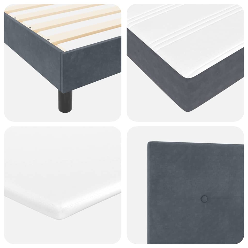 Postel S Boxspringem S Čelo Tmavě Šedá 190 X 140 Cm Samet