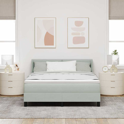 Postel S Boxspringem S Čelo Světle Šedá 200 X 140 Cm Samet