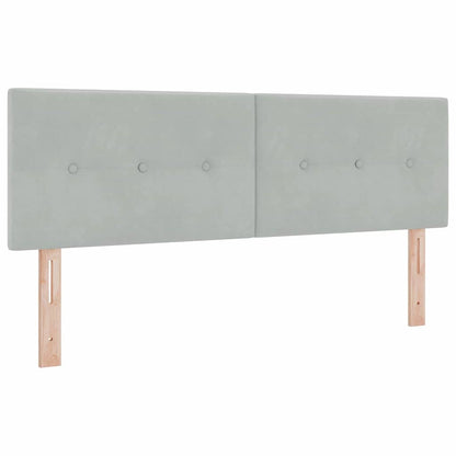 Postel S Boxspringem S Čelo Světle Šedá 200 X 140 Cm Samet