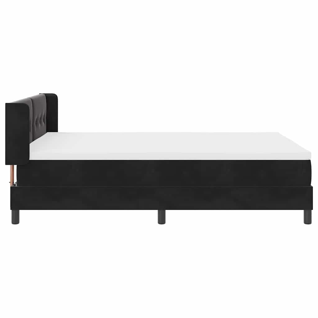 Postel S Boxspringem S Čelo Černý 200 X 140 Cm Samet