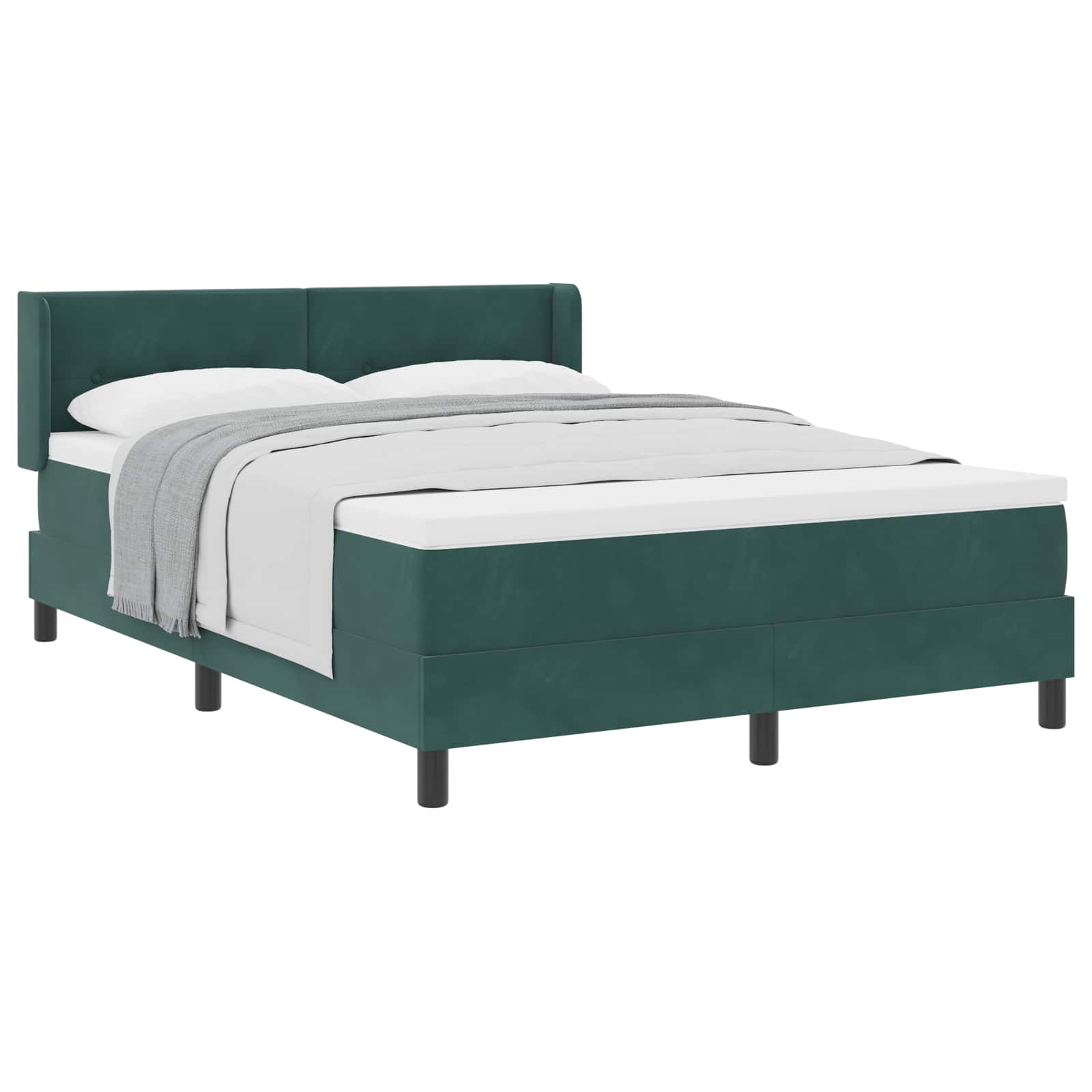 Postel S Boxspringem S Čelo Tmavě Zelená 200 X 140 Cm Samet