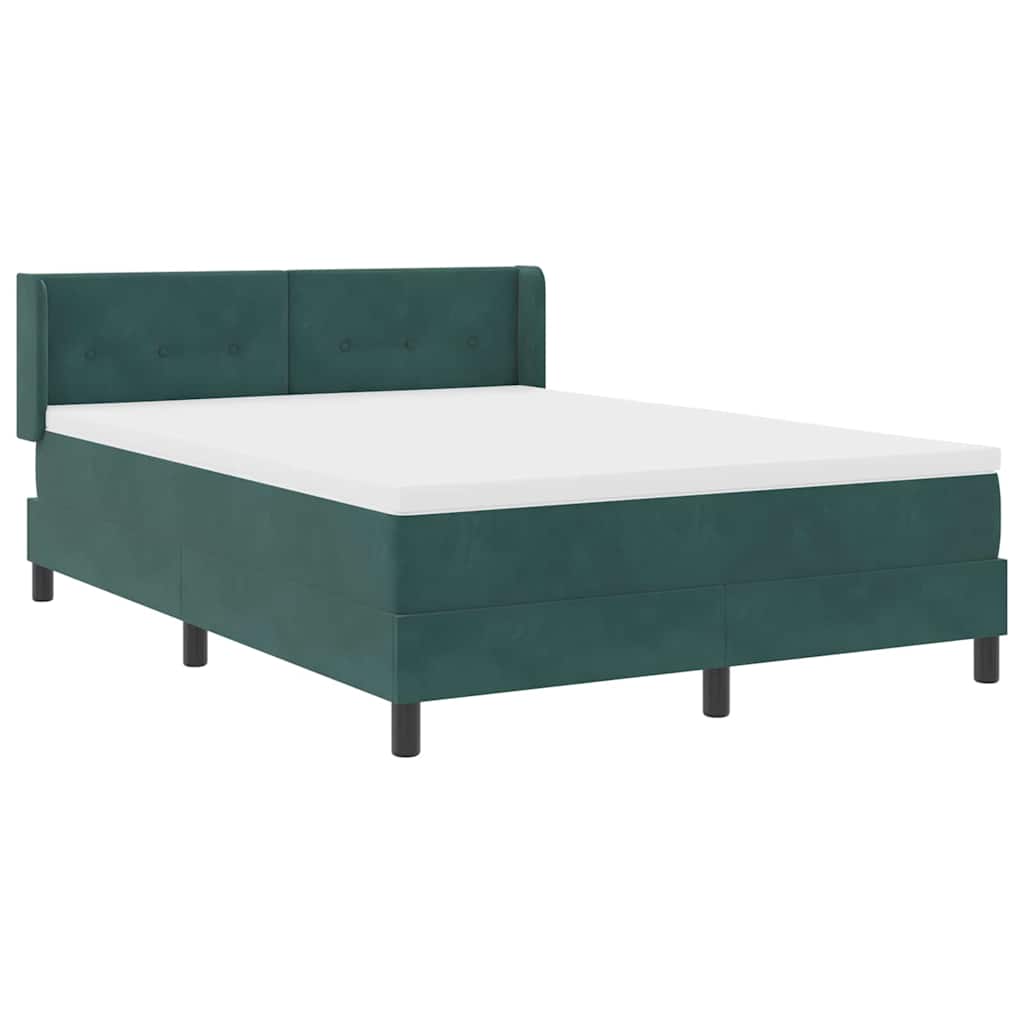 Postel S Boxspringem S Čelo Tmavě Zelená 200 X 140 Cm Samet