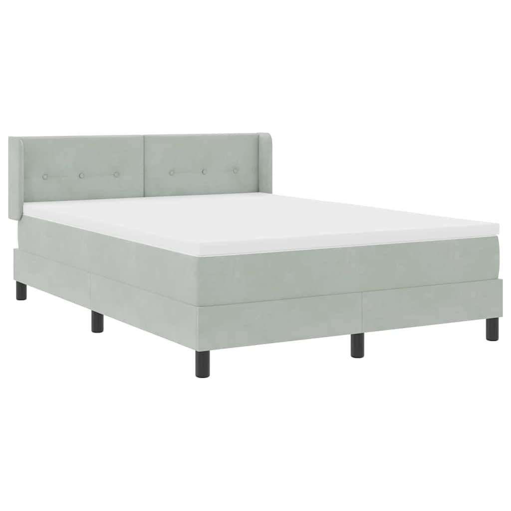 Postel S Boxspringem S Čelo Světle Šedá 200 X 160 Cm Samet