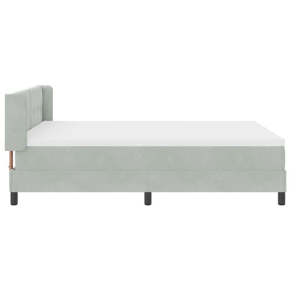 Postel S Boxspringem S Čelo Světle Šedá 200 X 160 Cm Samet