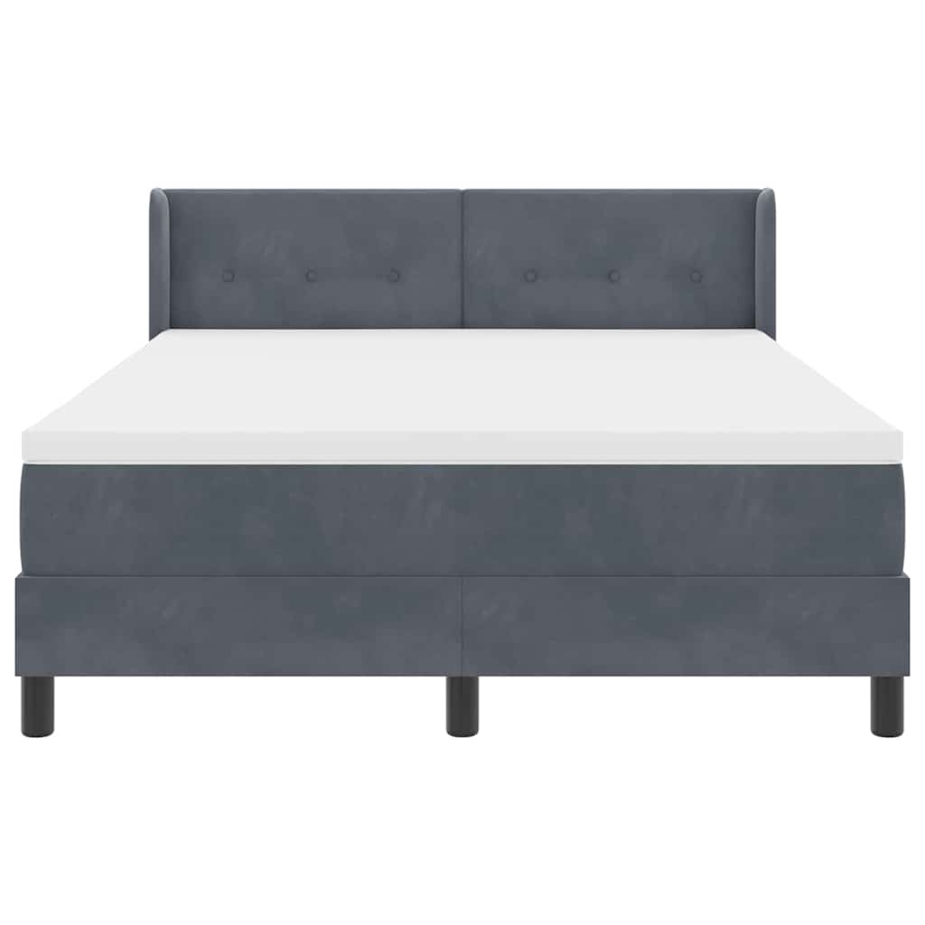 Postel S Boxspringem S Čelo Tmavě Šedá 200 X 160 Cm Samet