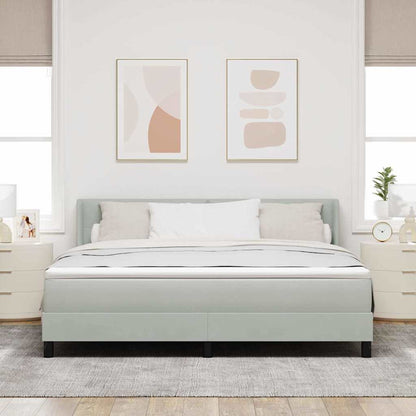Postel S Boxspringem S Čelo Světle Šedá 200 X 180 Cm Samet