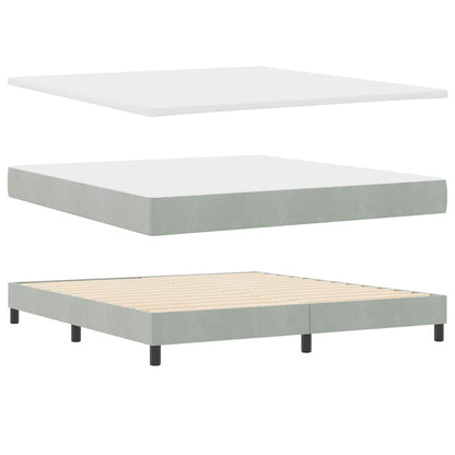 Postel S Boxspringem S Čelo Světle Šedá 200 X 180 Cm Samet