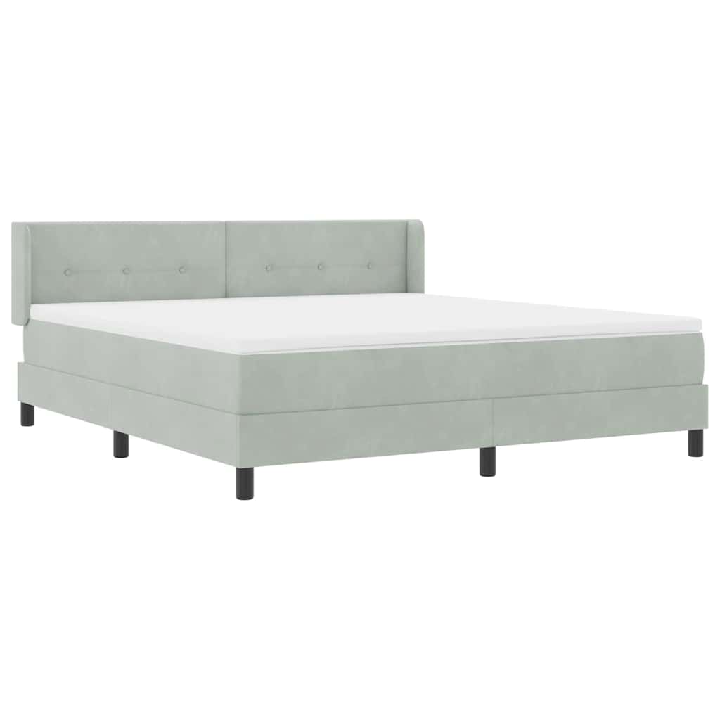 Postel S Boxspringem S Čelo Světle Šedá 200 X 180 Cm Samet