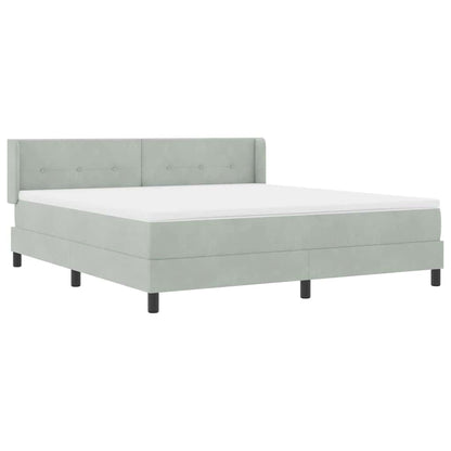 Postel S Boxspringem S Čelo Světle Šedá 200 X 180 Cm Samet