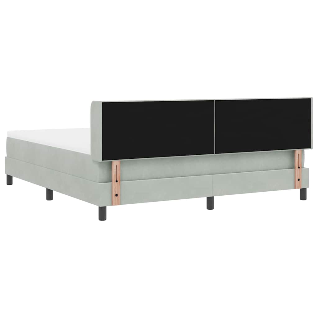 Postel S Boxspringem S Čelo Světle Šedá 200 X 180 Cm Samet