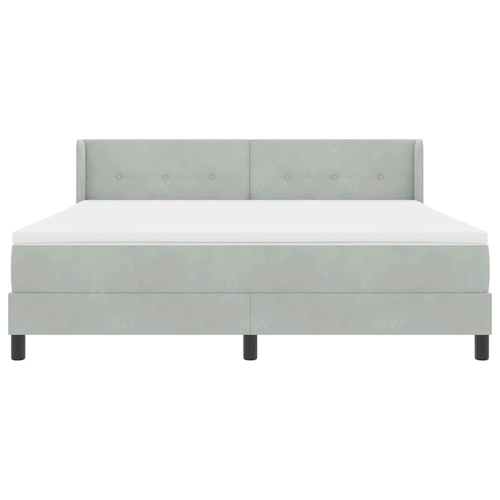 Postel S Boxspringem S Čelo Světle Šedá 200 X 180 Cm Samet