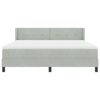 Postel S Boxspringem S Čelo Světle Šedá 200 X 180 Cm Samet