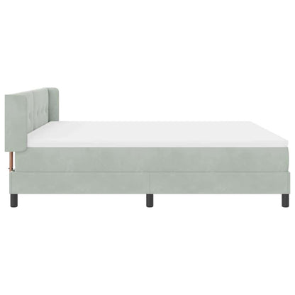 Postel S Boxspringem S Čelo Světle Šedá 200 X 180 Cm Samet