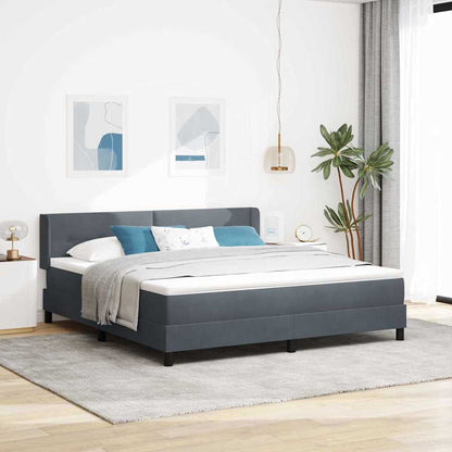Postel S Boxspringem S Čelo Tmavě Šedá 200 X 180 Cm Samet