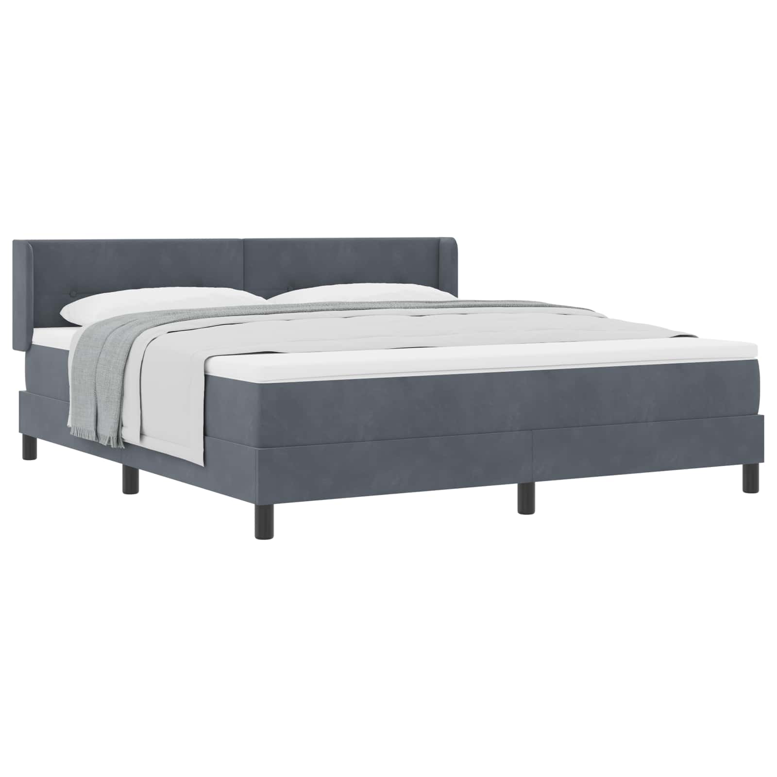 Postel S Boxspringem S Čelo Tmavě Šedá 200 X 180 Cm Samet
