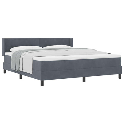 Postel S Boxspringem S Čelo Tmavě Šedá 200 X 180 Cm Samet