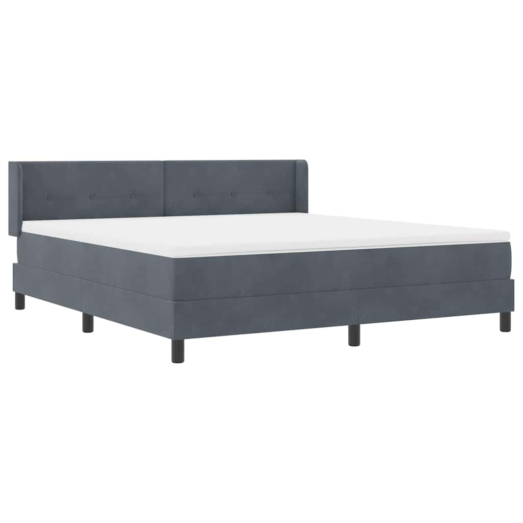 Postel S Boxspringem S Čelo Tmavě Šedá 200 X 180 Cm Samet