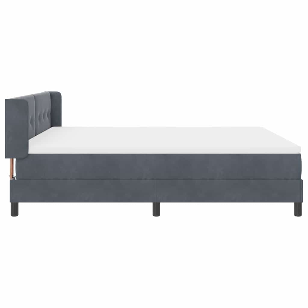 Postel S Boxspringem S Čelo Tmavě Šedá 200 X 180 Cm Samet