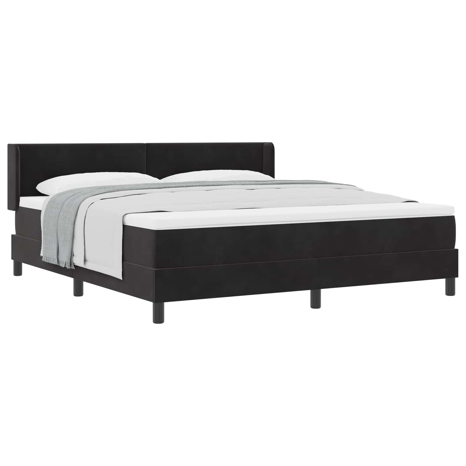 Postel S Boxspringem S Čelo Černý 200 X 180 Cm Samet
