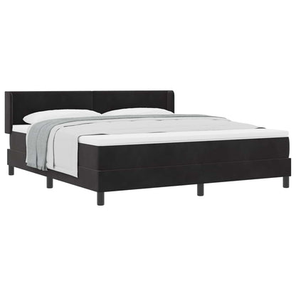 Postel S Boxspringem S Čelo Černý 200 X 180 Cm Samet