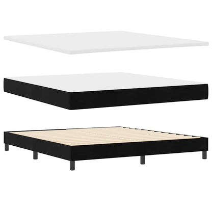 Postel S Boxspringem S Čelo Černý 200 X 180 Cm Samet