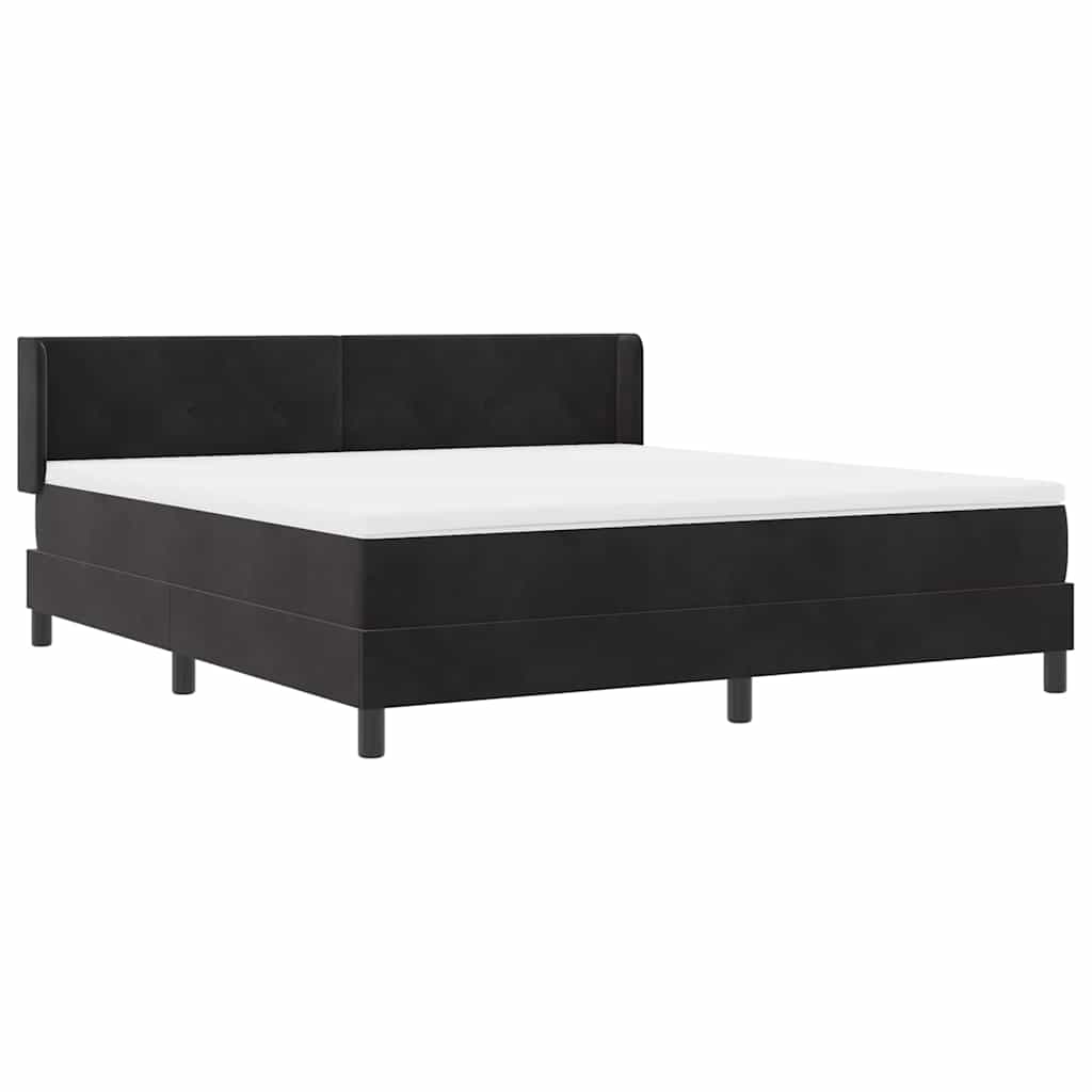 Postel S Boxspringem S Čelo Černý 200 X 180 Cm Samet