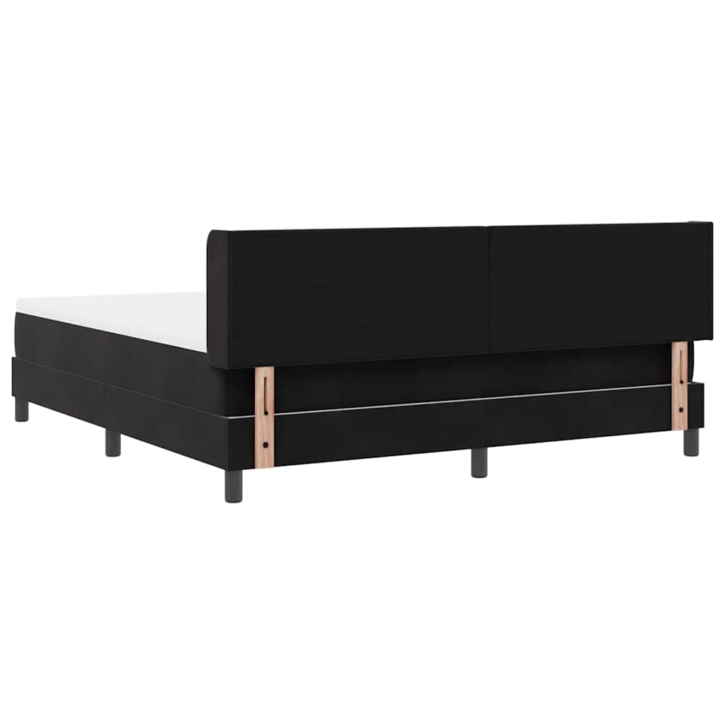Postel S Boxspringem S Čelo Černý 200 X 180 Cm Samet
