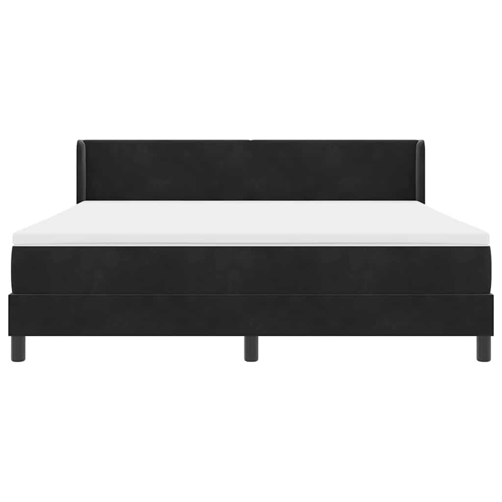 Postel S Boxspringem S Čelo Černý 200 X 180 Cm Samet