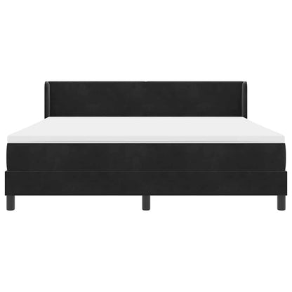 Postel S Boxspringem S Čelo Černý 200 X 180 Cm Samet
