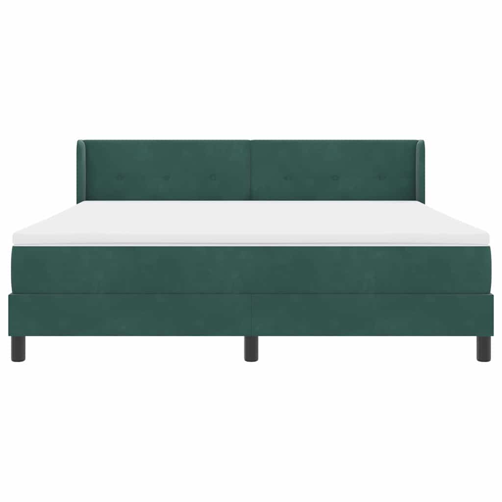 Postel S Boxspringem S Čelo Tmavě Zelená 200 X 180 Cm Samet
