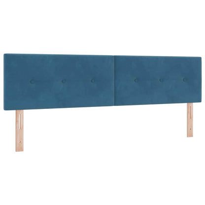 Postel S Boxspringem S Čelo Tmavě Modrá 200 X 180 Cm Samet