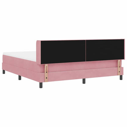 Postel S Boxspringem S Čelo Růžová 200 X 180 Cm Samet