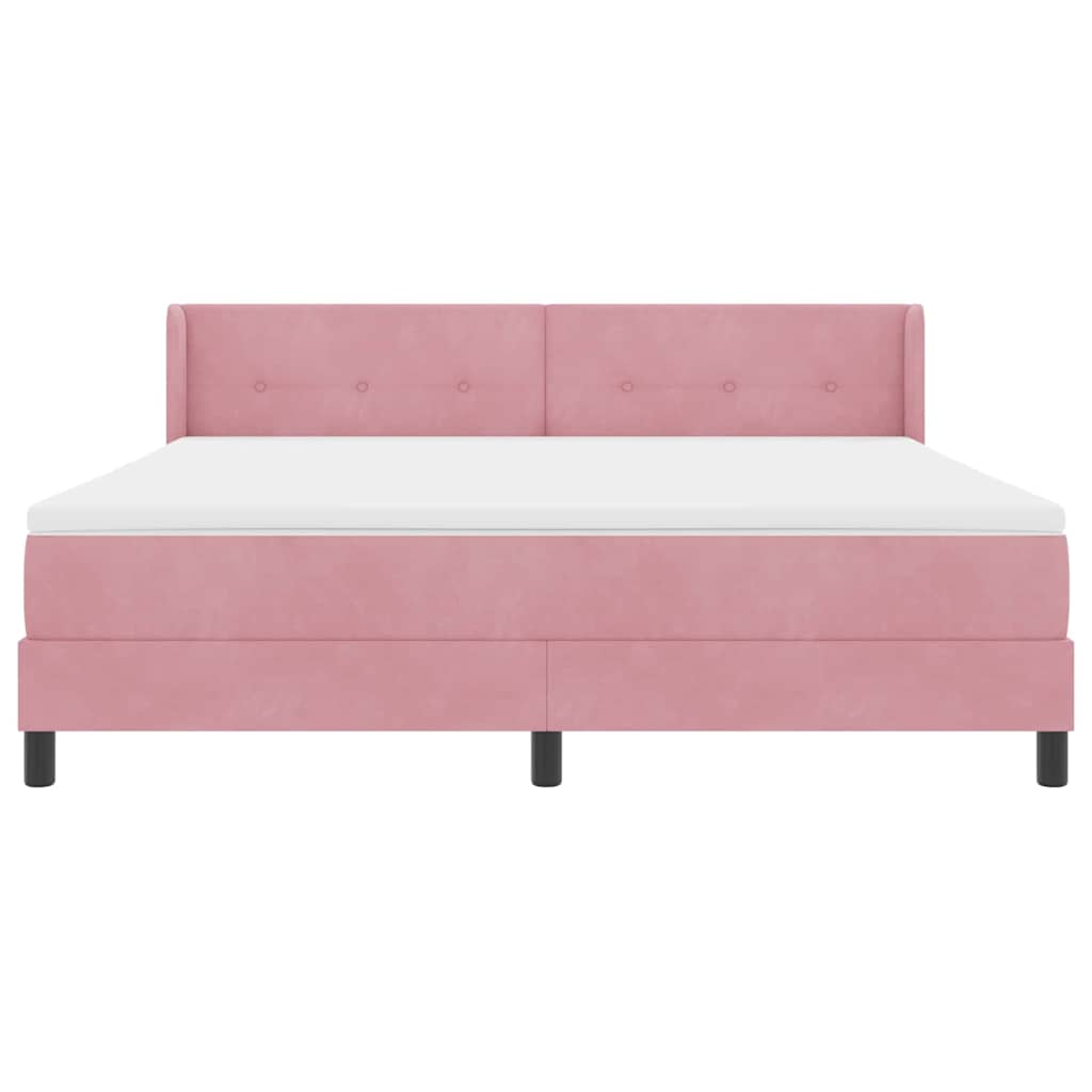 Postel S Boxspringem S Čelo Růžová 200 X 180 Cm Samet