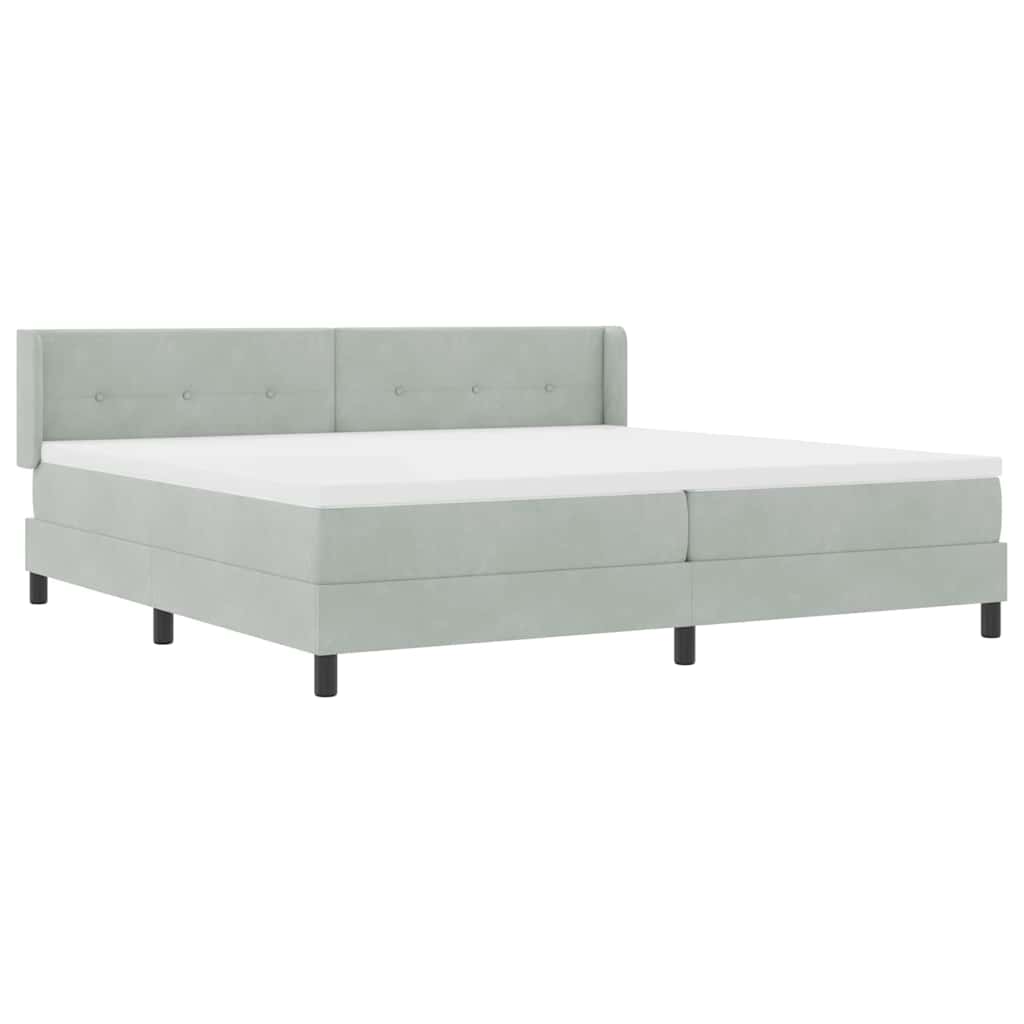 Postel S Boxspringem S Čelo Světle Šedá 200 X 200 Cm Samet