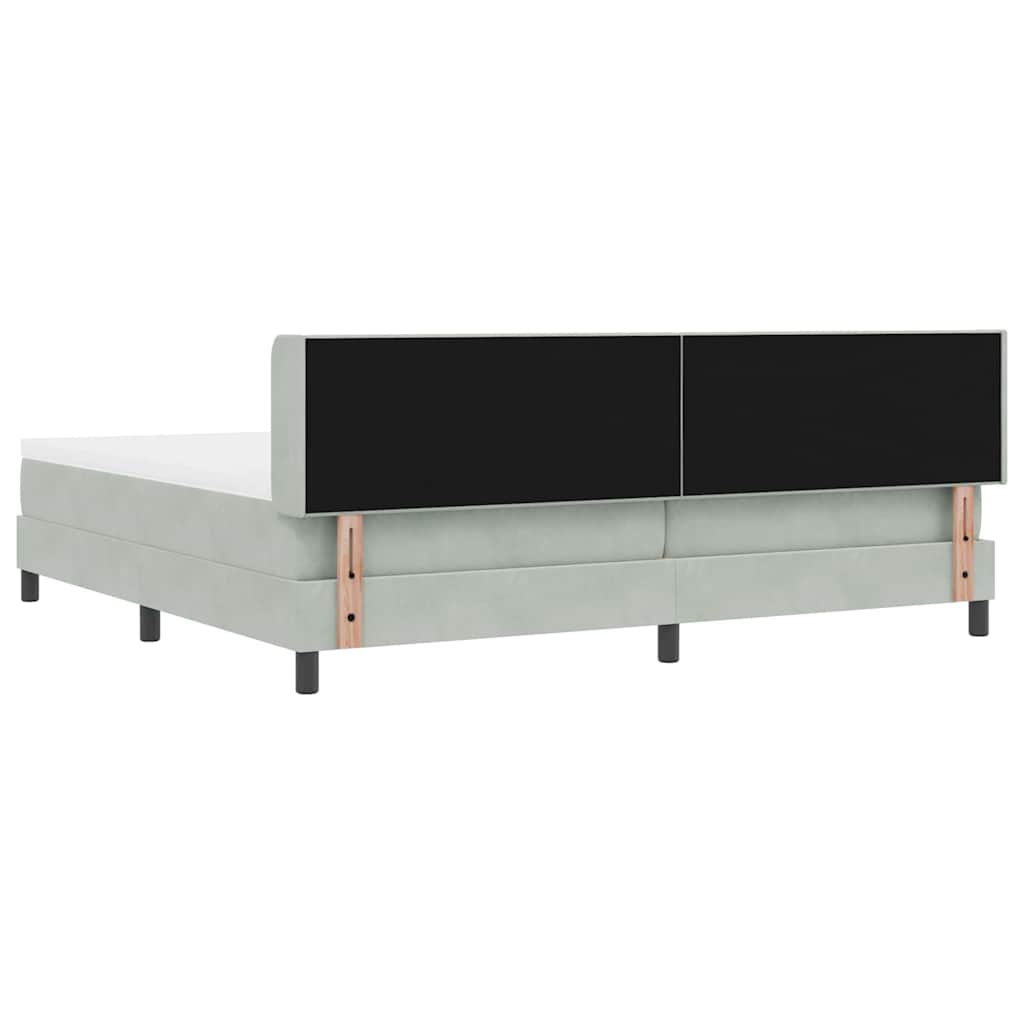 Postel S Boxspringem S Čelo Světle Šedá 200 X 200 Cm Samet