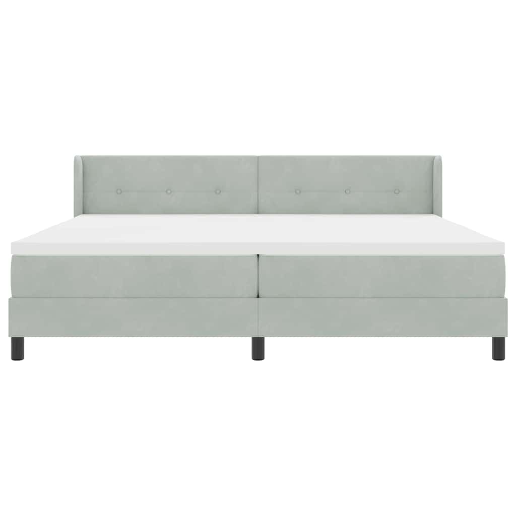 Postel S Boxspringem S Čelo Světle Šedá 200 X 200 Cm Samet