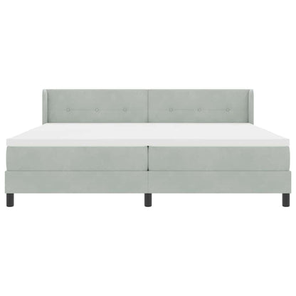 Postel S Boxspringem S Čelo Světle Šedá 200 X 200 Cm Samet