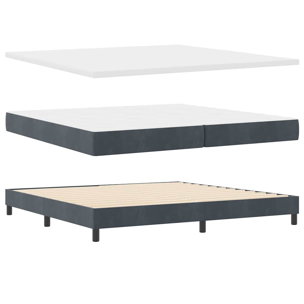 Postel S Boxspringem S Čelo Tmavě Šedá 200 X 200 Cm Samet