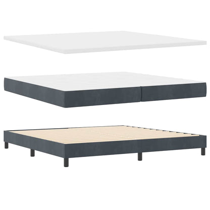 Postel S Boxspringem S Čelo Tmavě Šedá 200 X 200 Cm Samet