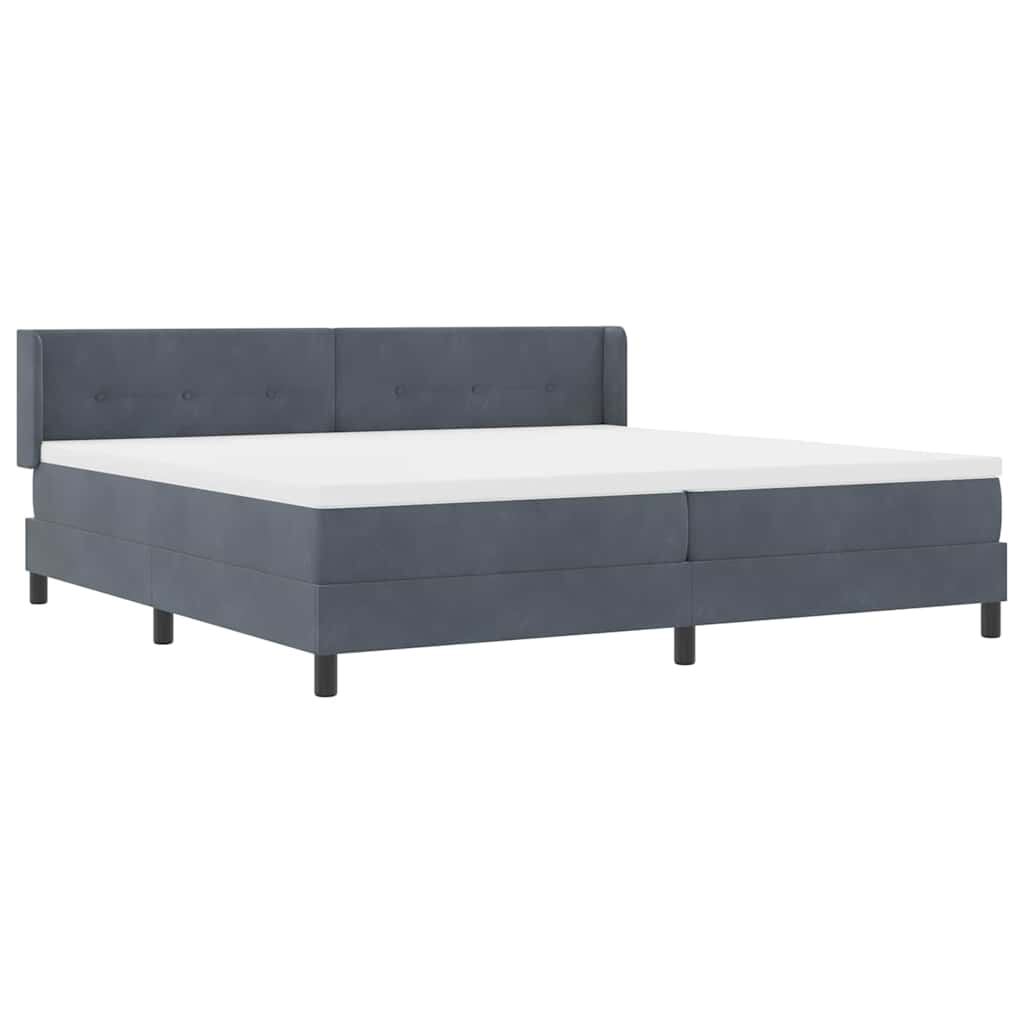Postel S Boxspringem S Čelo Tmavě Šedá 200 X 200 Cm Samet