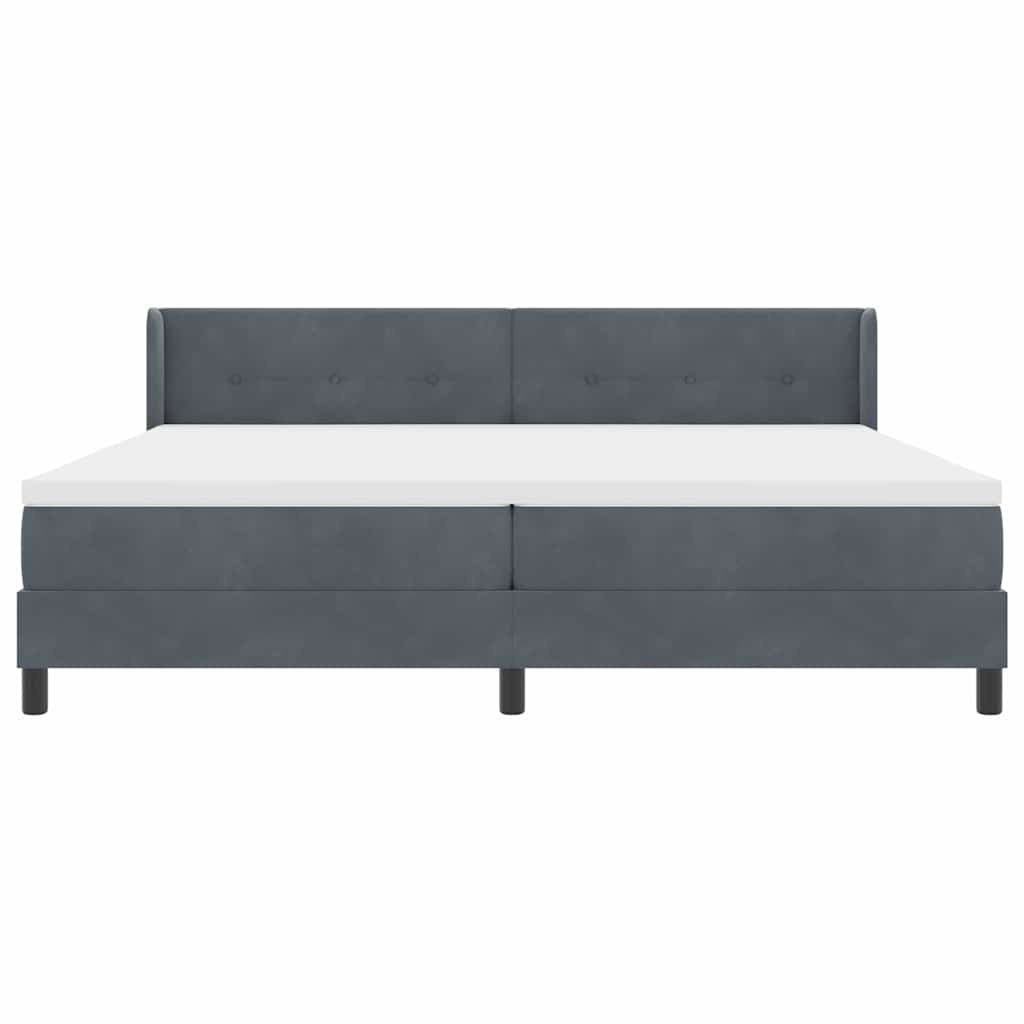 Postel S Boxspringem S Čelo Tmavě Šedá 200 X 200 Cm Samet