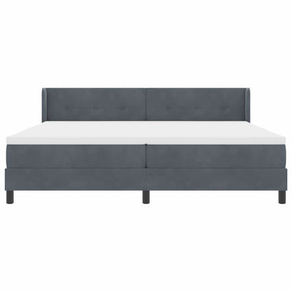 Postel S Boxspringem S Čelo Tmavě Šedá 200 X 200 Cm Samet