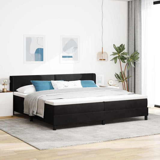 Postel S Boxspringem S Čelo Černý 200 X 200 Cm Samet