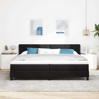 Postel S Boxspringem S Čelo Černý 200 X 200 Cm Samet