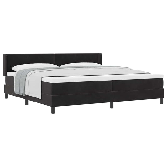 Postel S Boxspringem S Čelo Černý 200 X 200 Cm Samet