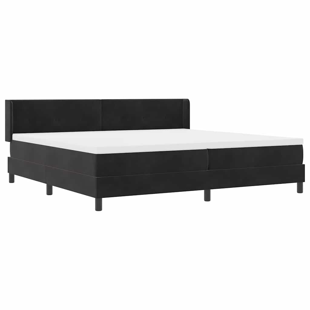 Postel S Boxspringem S Čelo Černý 200 X 200 Cm Samet