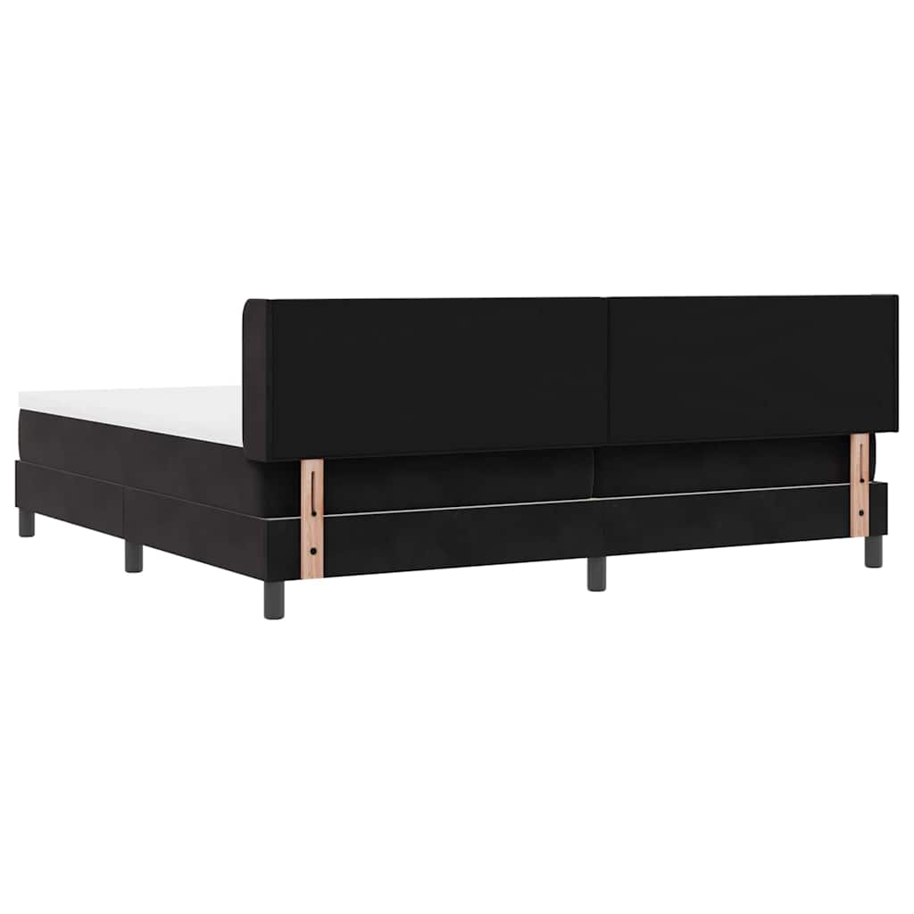 Postel S Boxspringem S Čelo Černý 200 X 200 Cm Samet