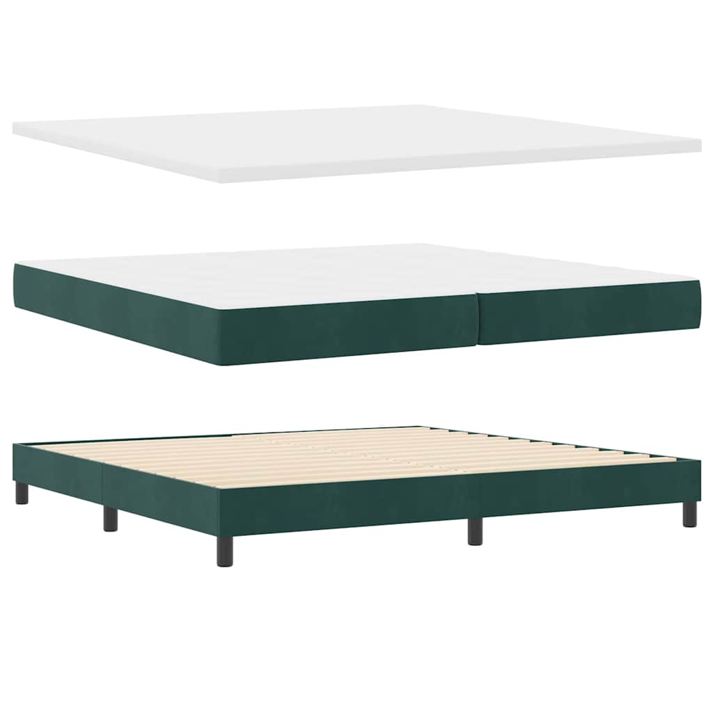 Postel S Boxspringem S Čelo Tmavě Zelená 200 X 200 Cm Samet