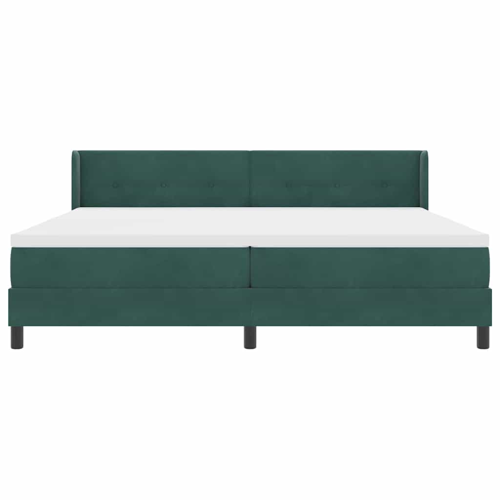 Postel S Boxspringem S Čelo Tmavě Zelená 200 X 200 Cm Samet