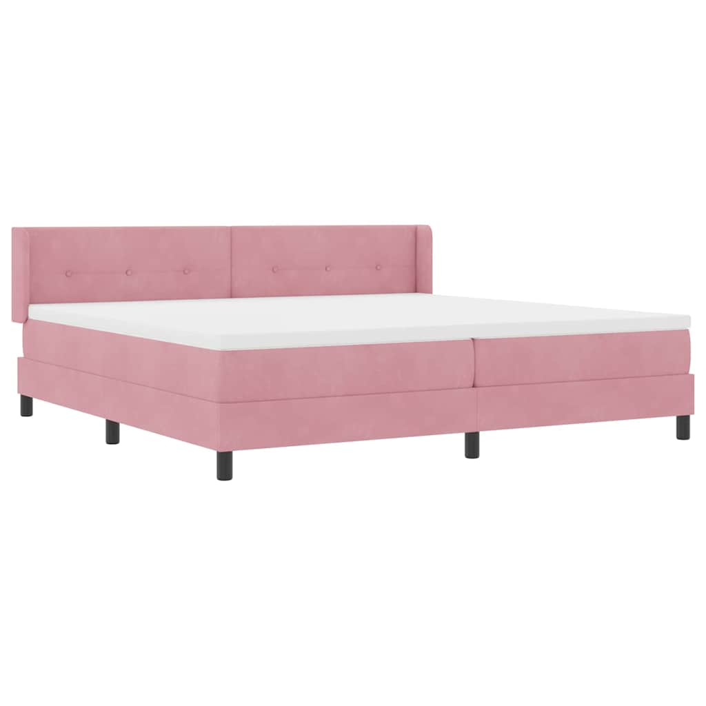 Postel S Boxspringem S Čelo Růžová 200 X 200 Cm Samet